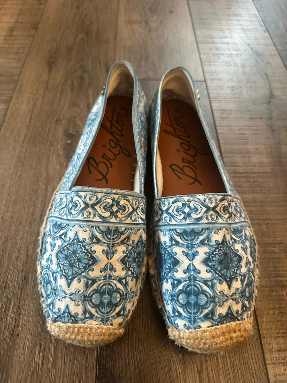 Brighton Belinda Espadrilles Blue & White Tile Print Women’s 8